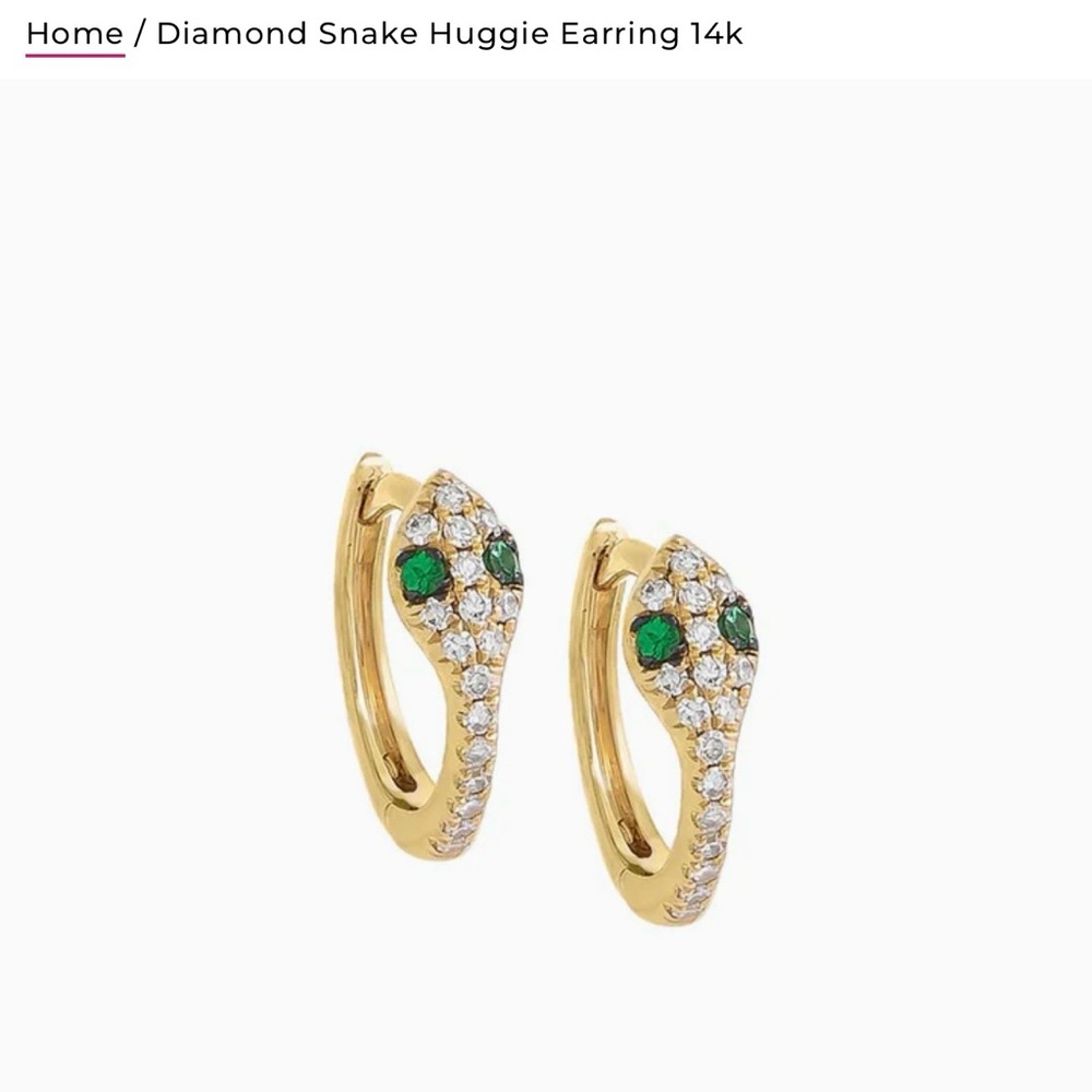 Diamond Snake Huggie Earring 14K (Pair)